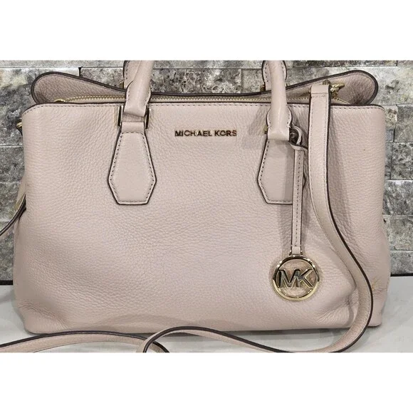 Michael Kors Camille Leather Satchel Crossbody Soft Pink Large Classic Purse - Picture 2 of 16